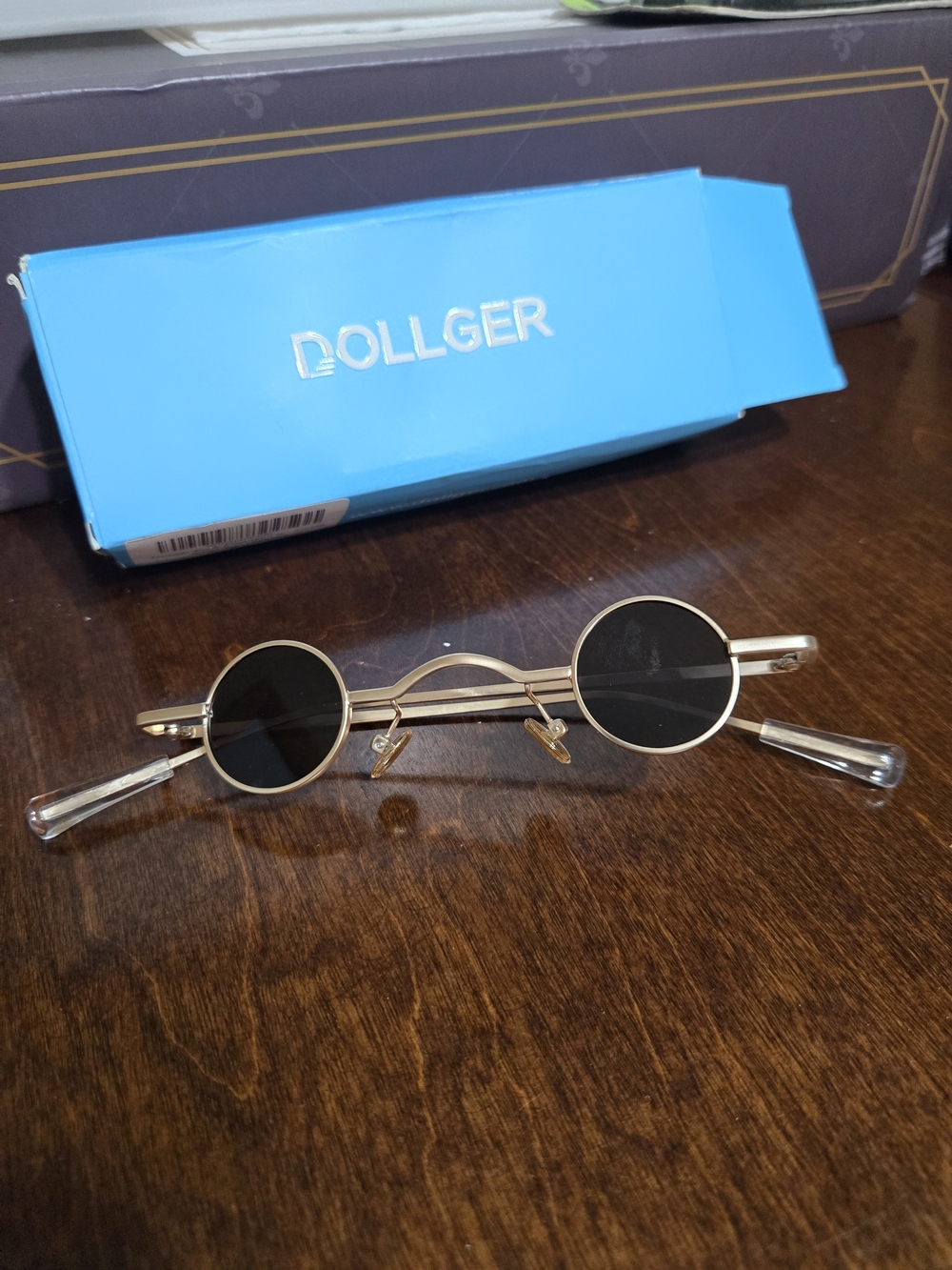 Dollcake Men's Round Metal Sunglasses - Gold Frame with Black Lenses